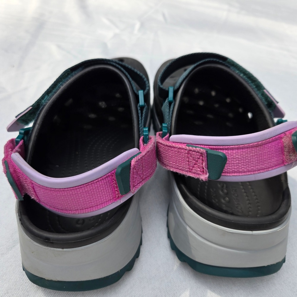 Crocs Hiker Clog Womens 10 Black Pink Teal Platform Sawtooth Straps 206772 - Picture 3 of 8
